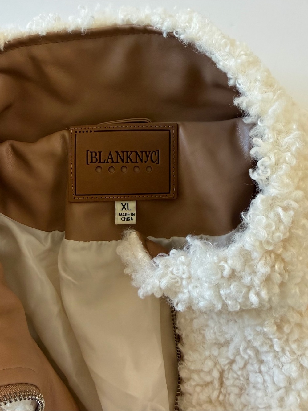 Evereve Blank NYC Sherpa Teddy Bear Jacket Full Zip Womens XL Ivory Tan - Picture 4 of 7